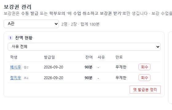 보강권 잔액 현황